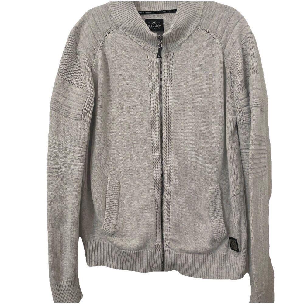 XRAY Men's XL Full Zip Sweater Top Mock Neck Heavy Knit